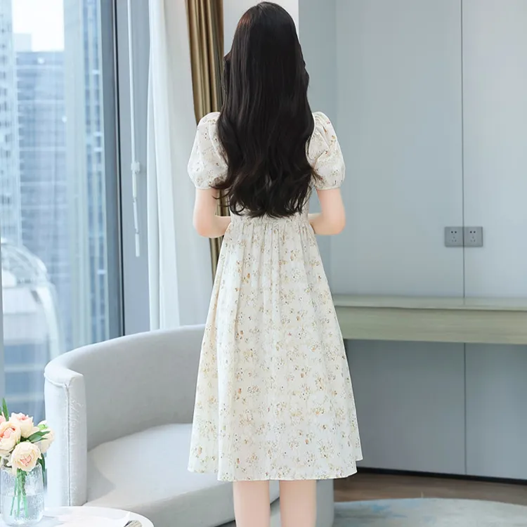HUASJ Short Sleeved Dresses Women's Apricot-2
