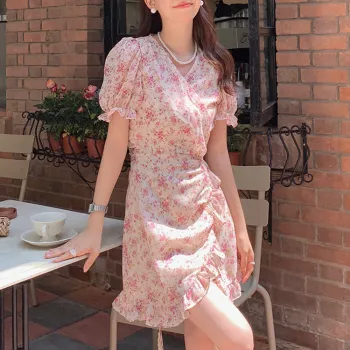 HUASJ Short Sleeved Dresses Women's Pink