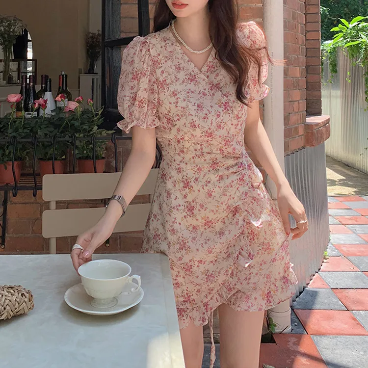 HUASJ Short Sleeved Dresses Women's Pink-1