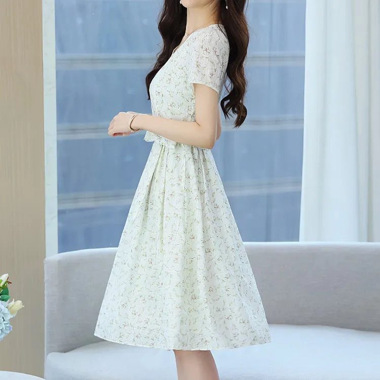 HUASJ Short Sleeved Dresses Women's Beige-4