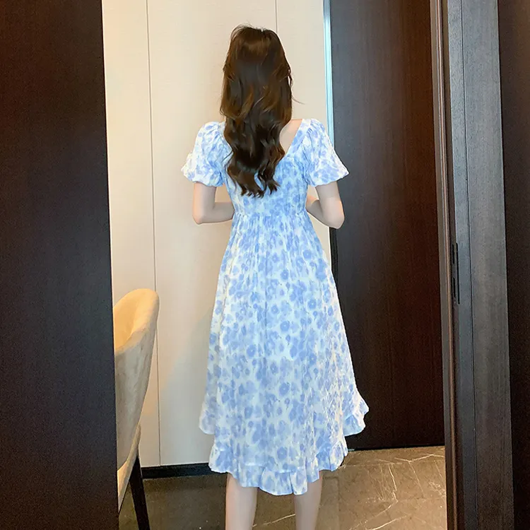HUASJ Short Sleeved Dresses Women's Blue-2