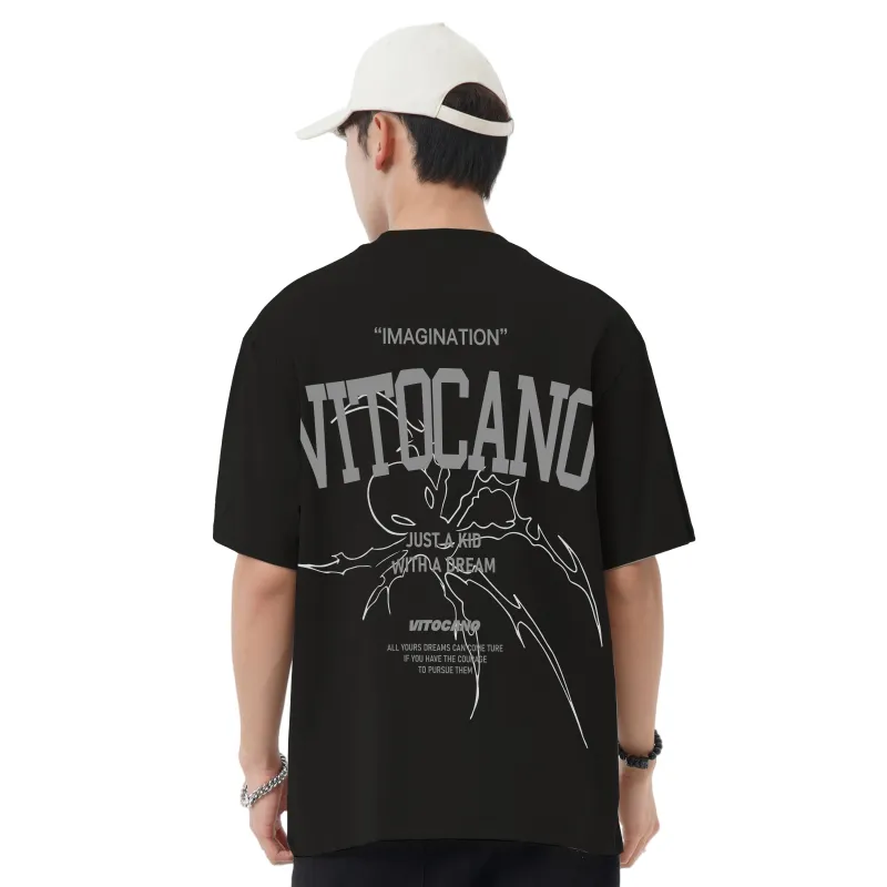 Vitocano Drop Shoulder Sleeve T-Shirt Unisex White-6