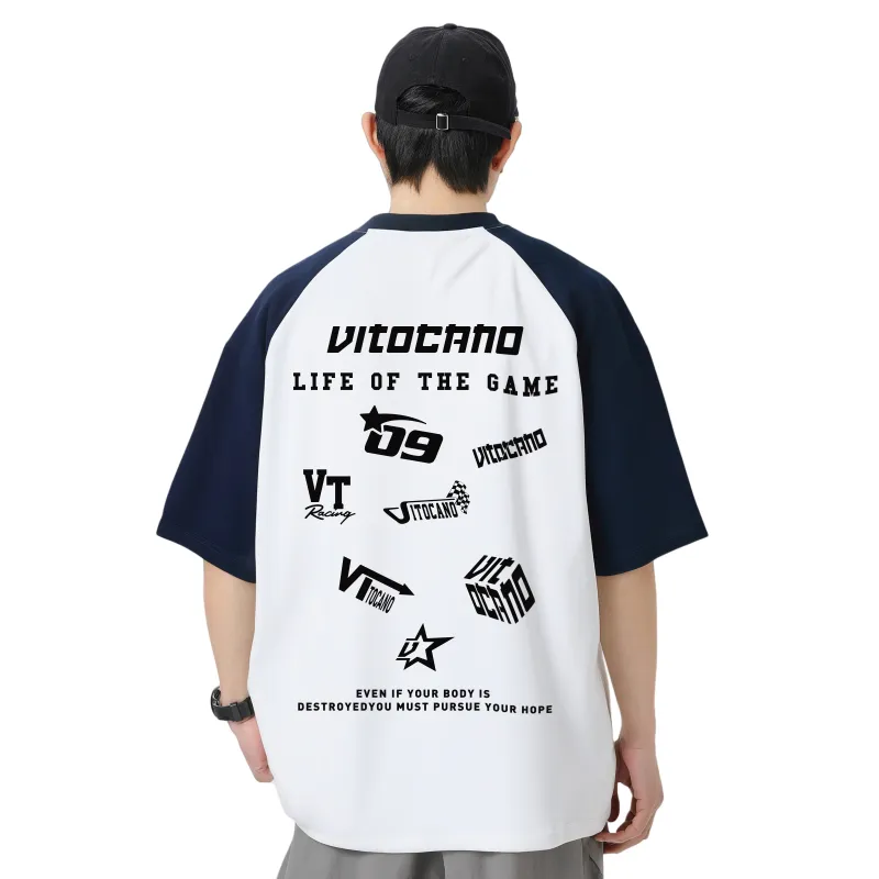Vitocano T-Shirt Unisex White & Navy Blue-2