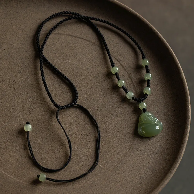 LANMUYINNUO Hetian Jade Necklaces Pale Greenish White Jade Women's-4