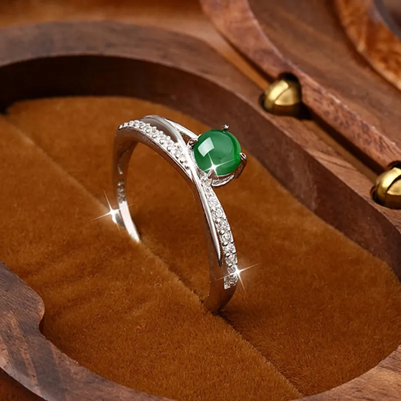 LANMUYINNUO Glutinous Jade Jadeite Rings Women's-1