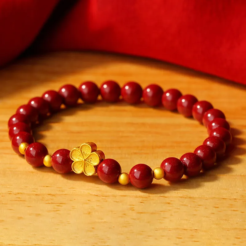LANMUYINNUO Reconstructed Cinnabar Jade Bracelets Women's-1