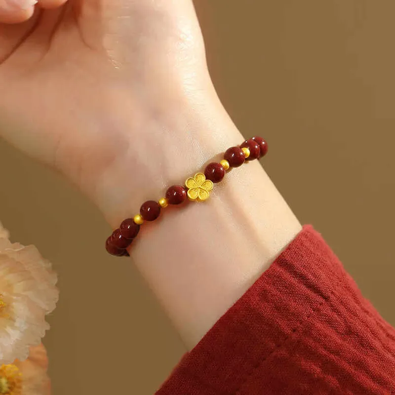 LANMUYINNUO Reconstructed Cinnabar Jade Bracelets Women's-4