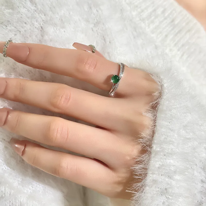 LANMUYINNUO Glutinous Jade Jadeite Rings Women's-3