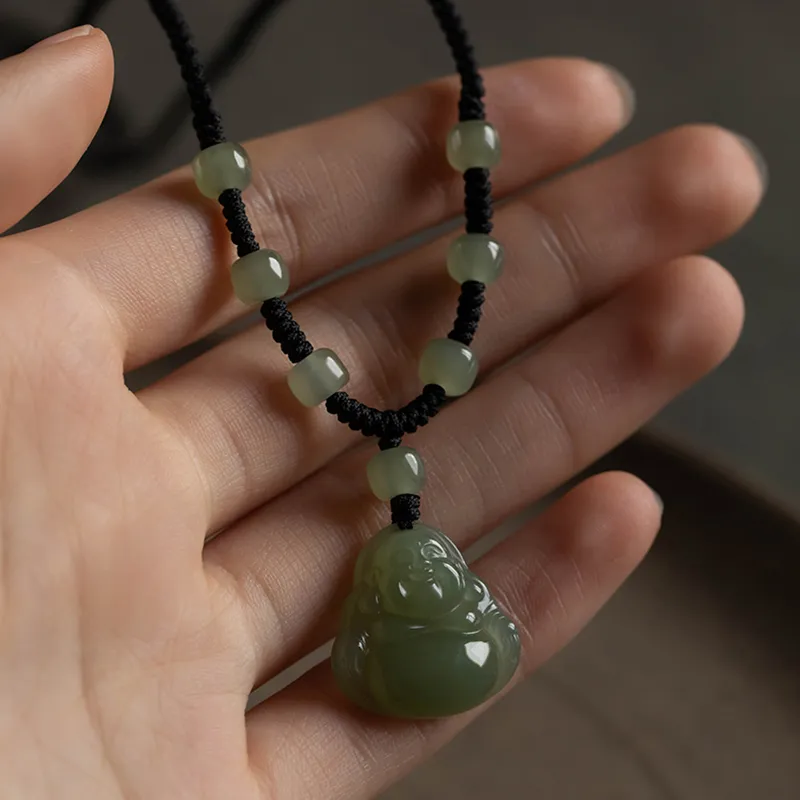 LANMUYINNUO Hetian Jade Necklaces Pale Greenish White Jade Women's-1