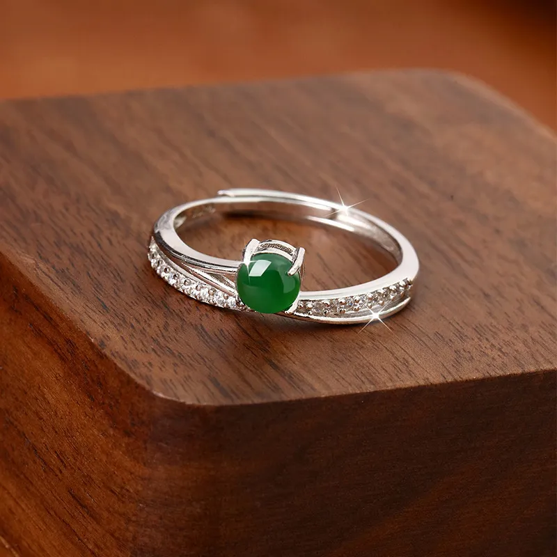 LANMUYINNUO Glutinous Jade Jadeite Rings Women's-2