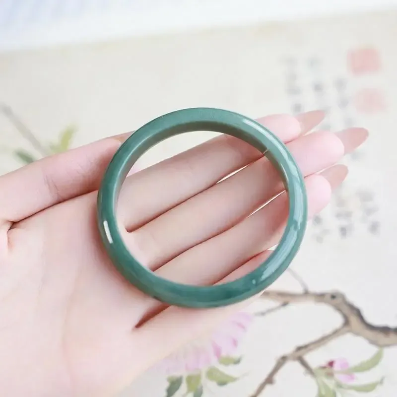 LANMUYINNUO Bean Type Jadeite Bangles Women's-1