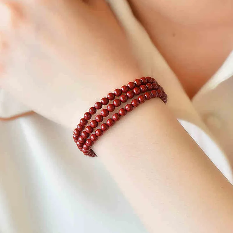 LANMUYINNUO Reconstructed Cinnabar Bracelets Women's-4