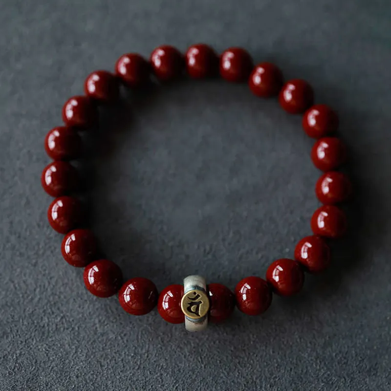LANMUYINNUO Reconstructed Cinnabar Bracelets Unisex-1