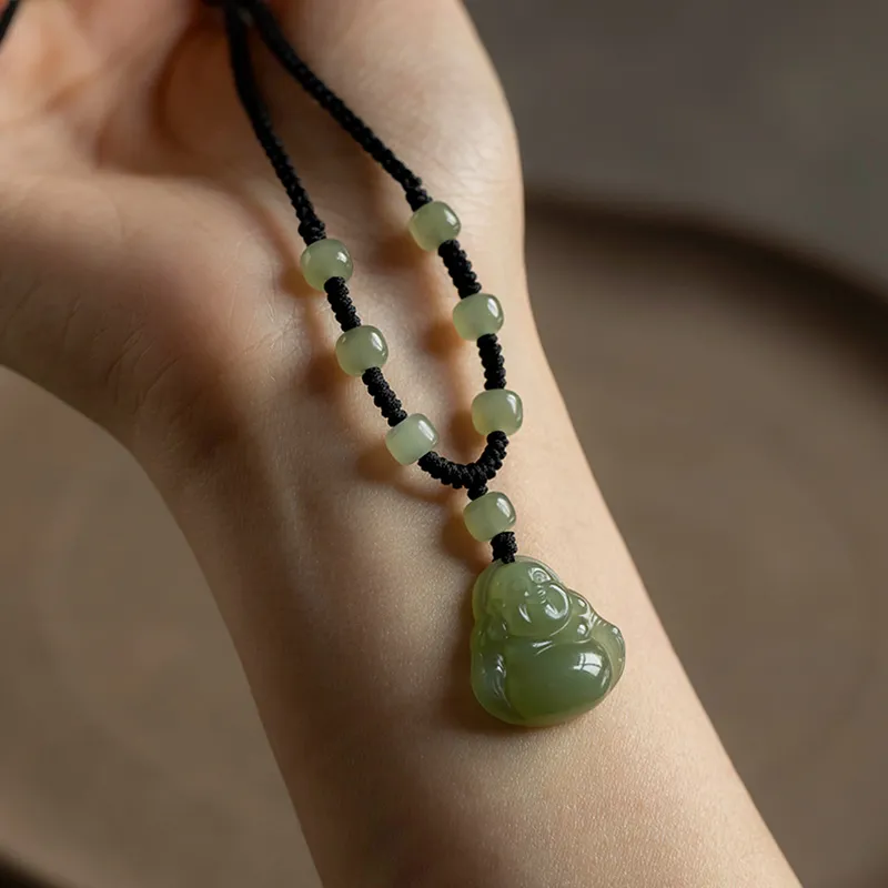 LANMUYINNUO Hetian Jade Necklaces Pale Greenish White Jade Women's-2