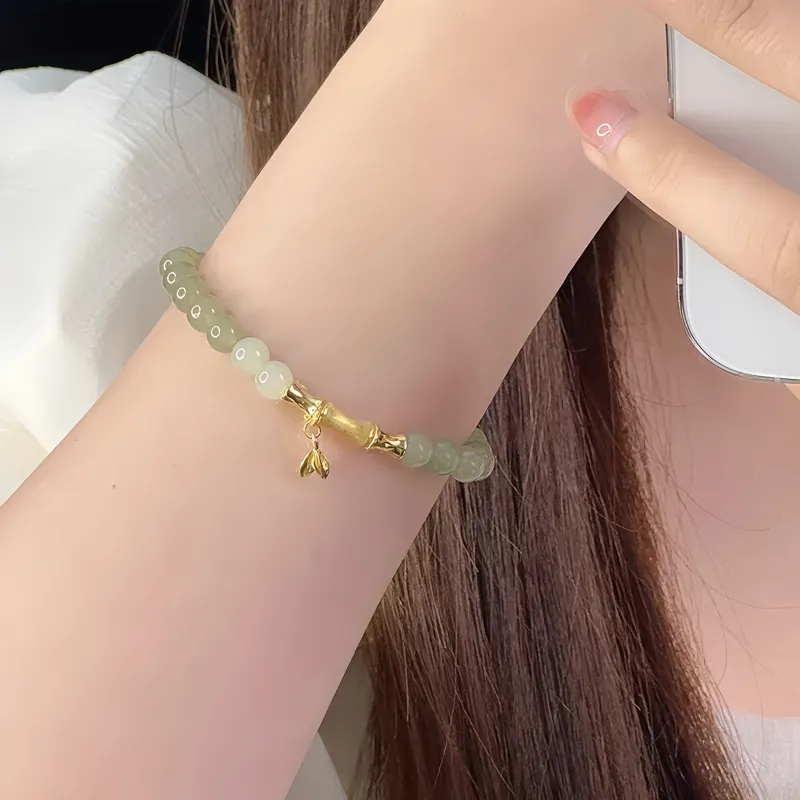 LANMUYINNUO Hetian Jade Bracelets Pale Greenish White Jade Women's-3