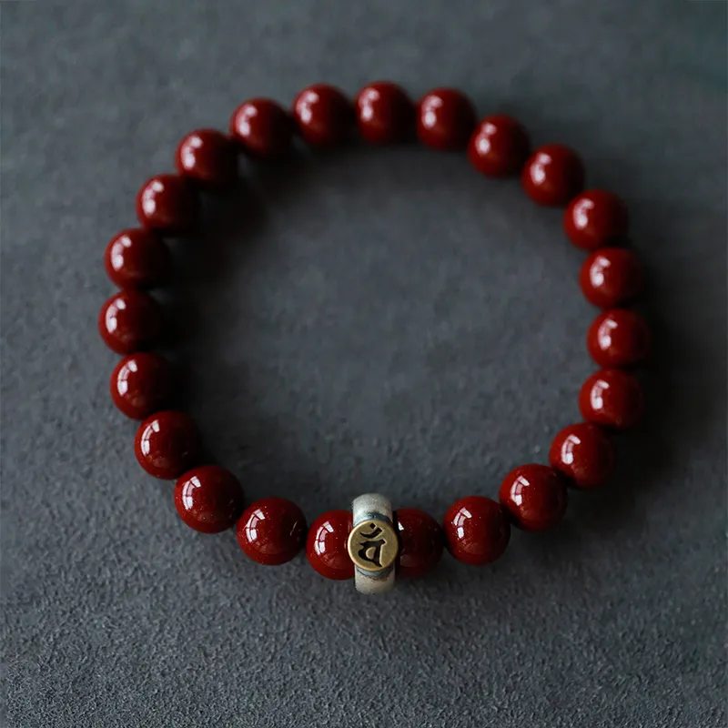 LANMUYINNUO Reconstructed Cinnabar Bracelets Unisex-2