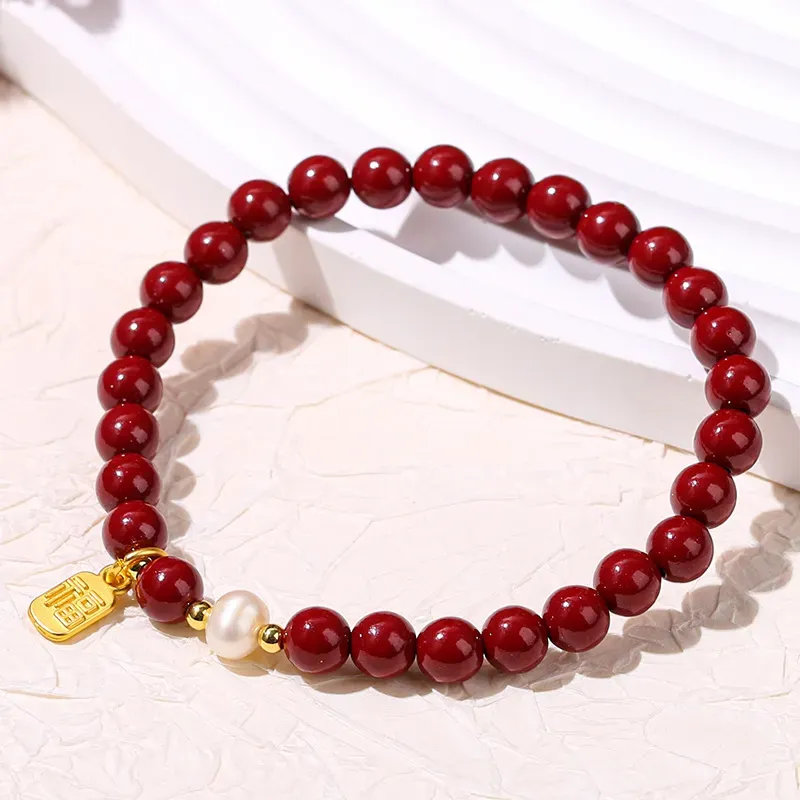 LANMUYINNUO Reconstructed Cinnabar Jade Bracelets Women's-3