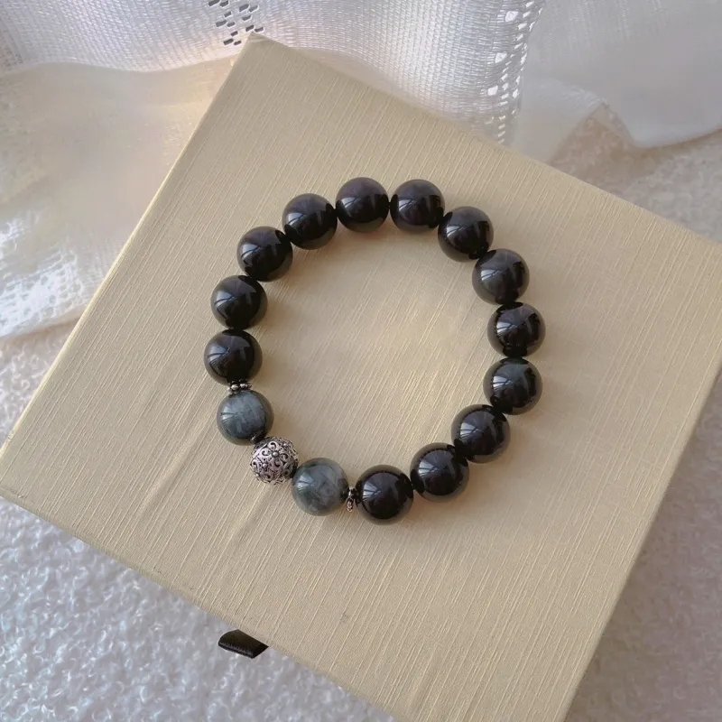 LANMUYINNUO Natural Obsidian Bracelets Unisex-3