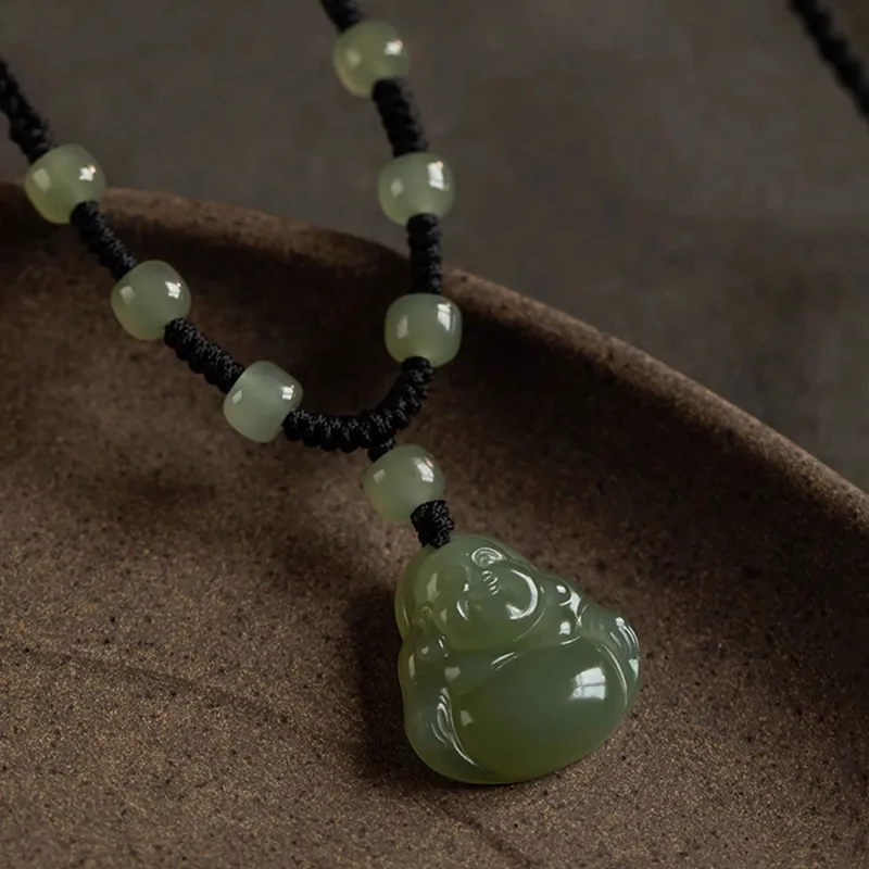 LANMUYINNUO Hetian Jade Necklaces Pale Greenish White Jade Women's-3