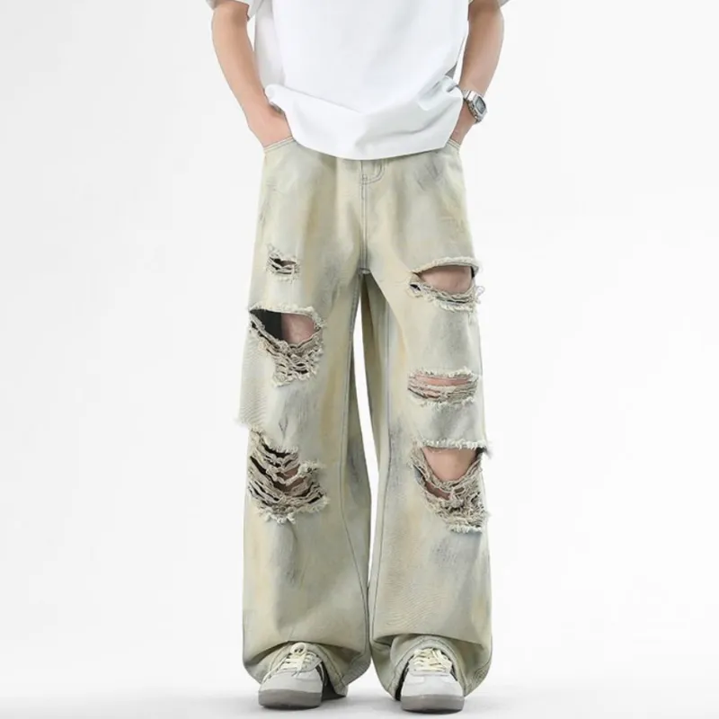 Q ZHIHE Jeans Unisex Ecru-2