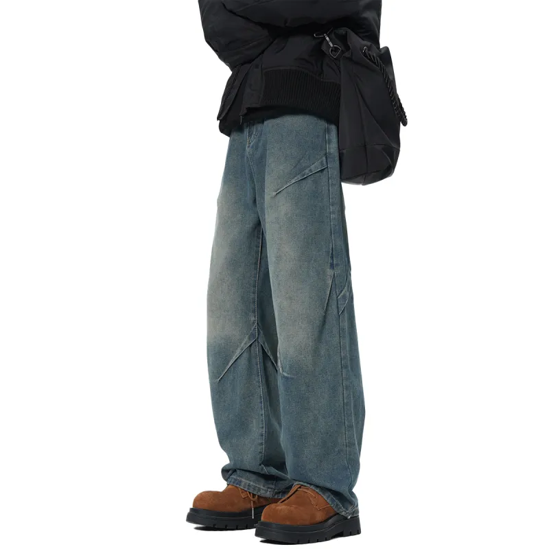 QOTRIOCK Jeans Unisex Vintage Blue-3