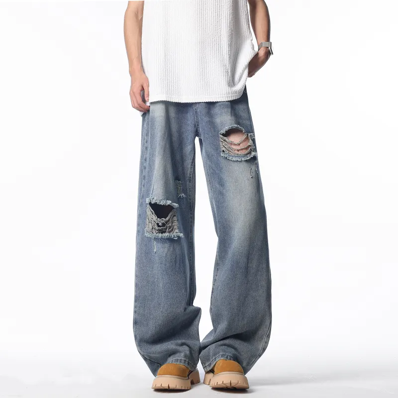 QOTRIOCK Jeans Unisex Blue-1
