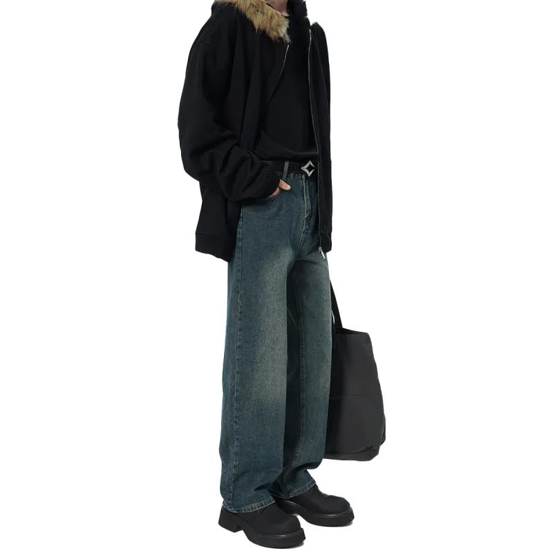 QOTRIOCK Jeans Unisex Vintage Blue-4