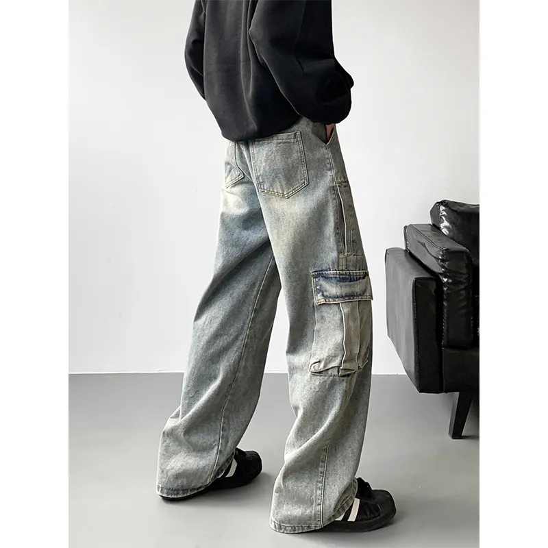 QOTRIOCK Jeans Men Yellow Mud-3