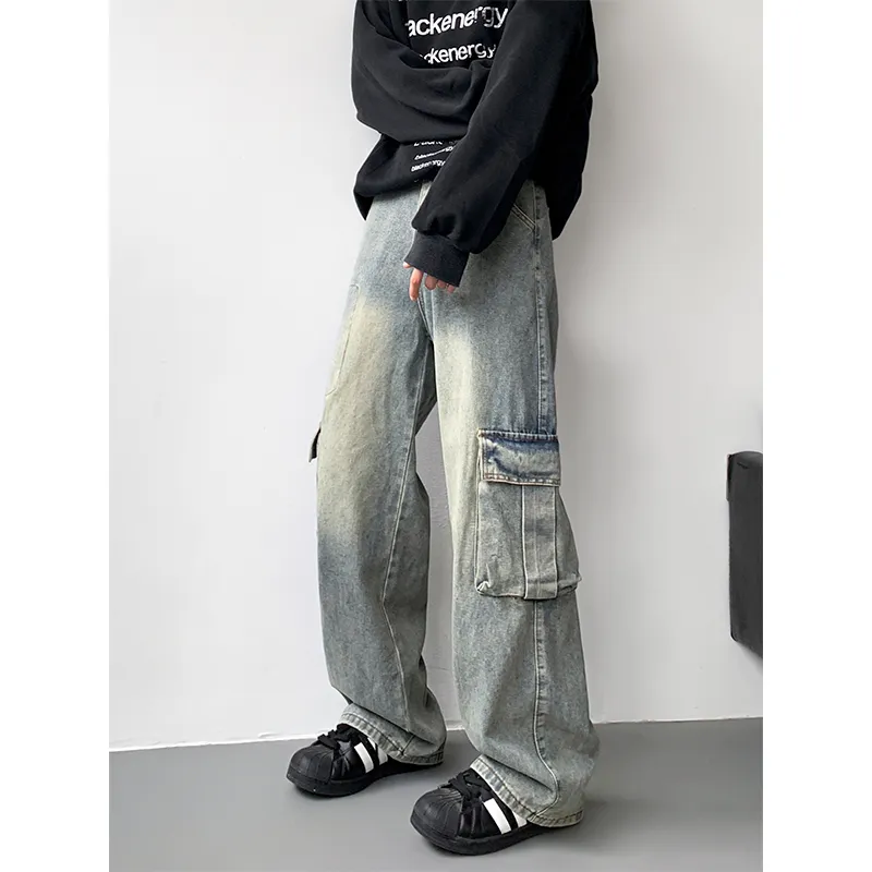 QOTRIOCK Jeans Men Yellow Mud-4