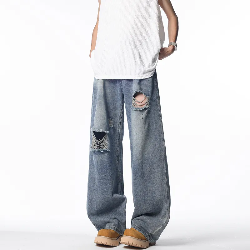 QOTRIOCK Jeans Unisex Blue-2