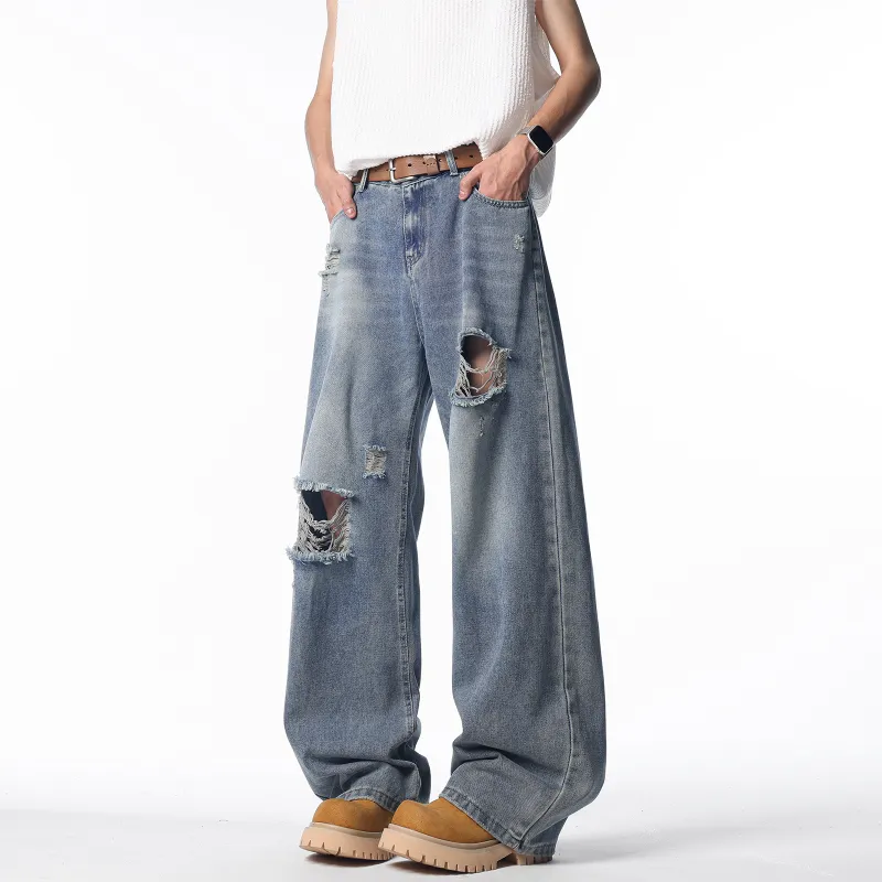 QOTRIOCK Jeans Unisex Blue-3