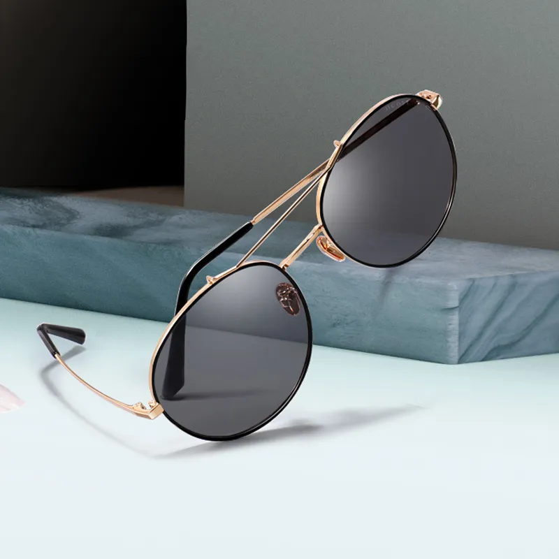  JIGOTT Plate And Metal Metal Oval Sunglasses Women's-3