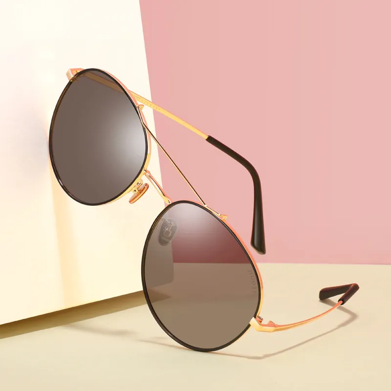  JIGOTT Plate And Metal Metal Oval Sunglasses Women's-4