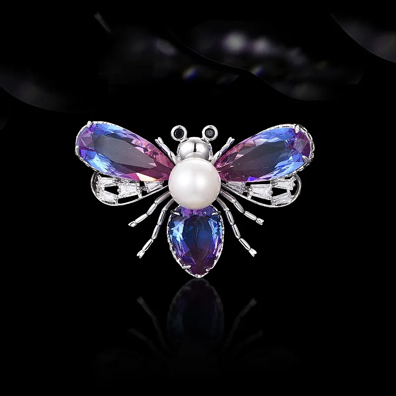 Lan Ying Artificial Crystal Brooches Unisex-4