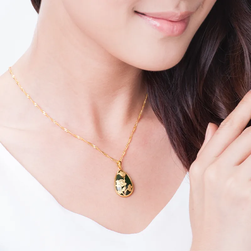 CHAOHONGJI Hetian Jade Pendants Women's Green Jade-3