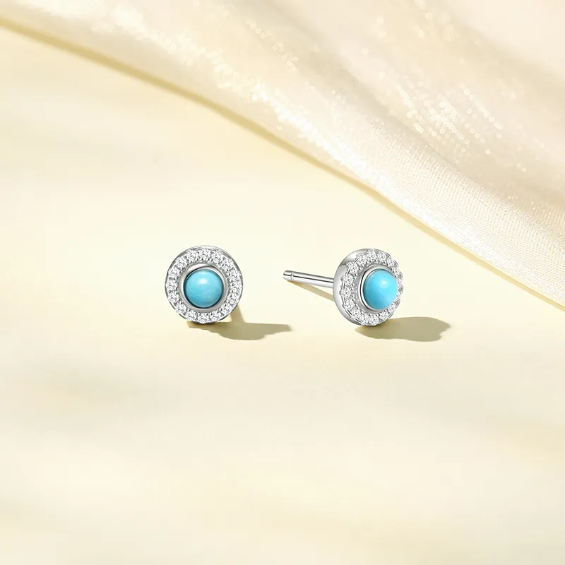 CHAOHONGJI S925 Silver Turquoise Stud Earrings Women's-4