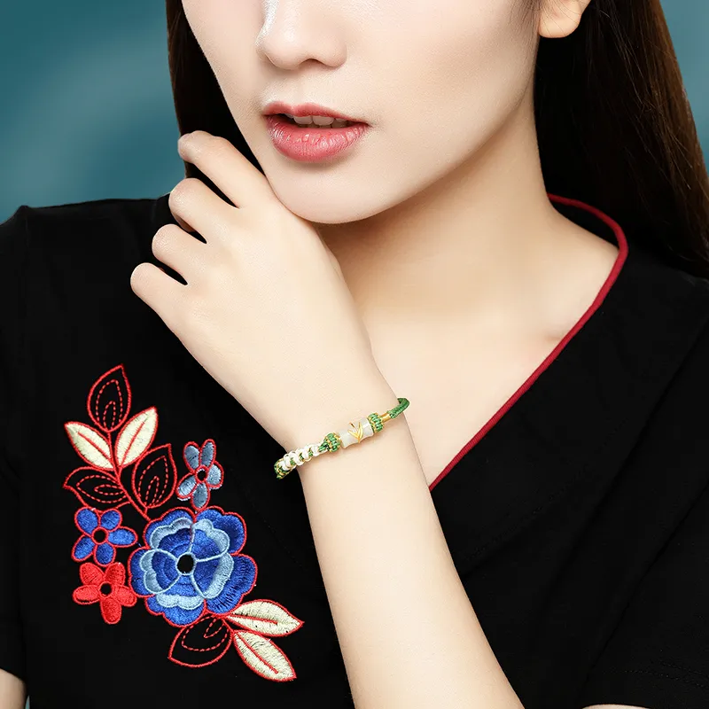 CHAOHONGJI Hetian Jade Bracelets Women's White Jade-7