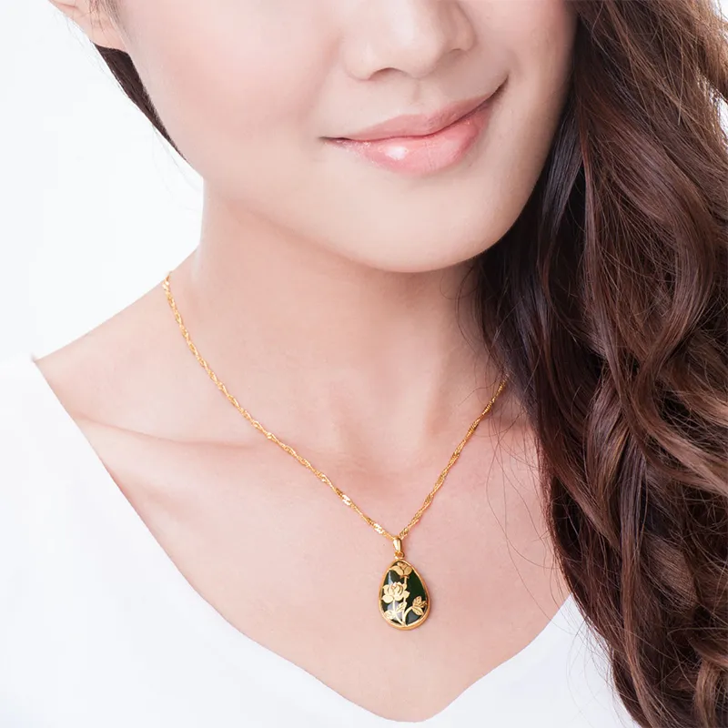 CHAOHONGJI Hetian Jade Pendants Women's Green Jade-4
