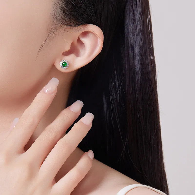 CHAOHONGJI Glutinous Jade Jadeite Stud Earrings Women's-2