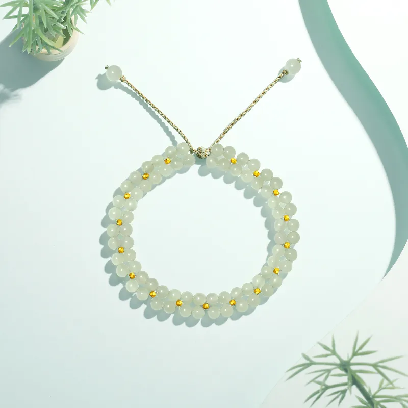 CHAOHONGJI Hetian Jade Bracelets Pale Greenish White Jade Women's-5