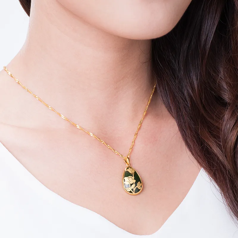 CHAOHONGJI Hetian Jade Pendants Women's Green Jade-2