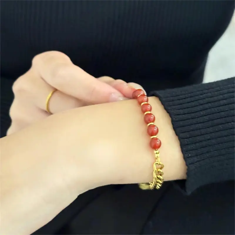 TIANWANG Agate Beaded Bracelet, Patchwork Beads Fortune Bracelet Unisex-3