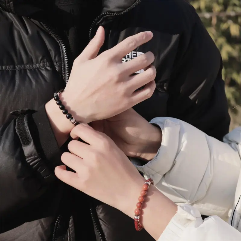 TIANWANG Black Onyx Beads Bracelets Unisex Black-4