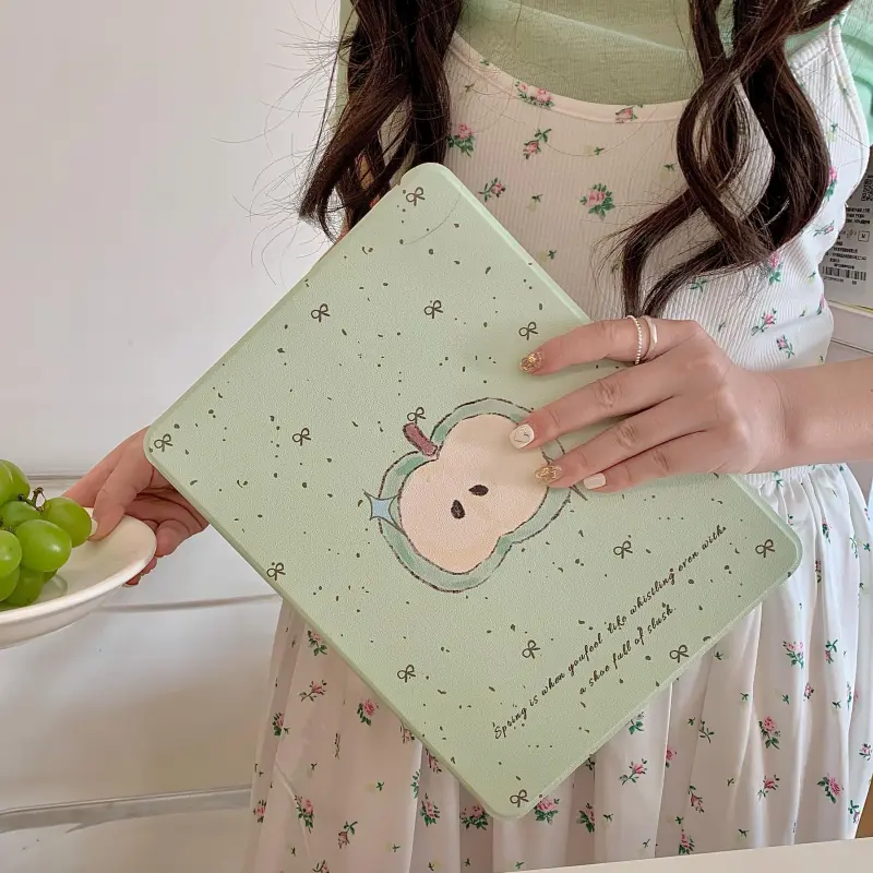 SHANGHUI Green Apple Bowknot Suitable For IPad Pro 2020/2021/2022 Full Screen Tablet Protective Cases-8