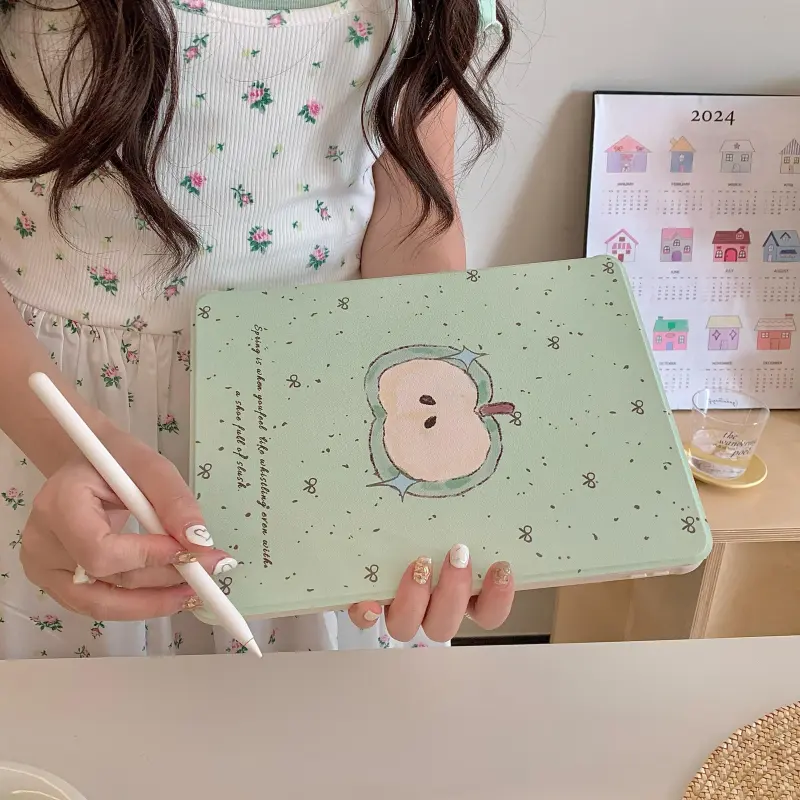 SHANGHUI Green Apple Bowknot Suitable For IPad Pro 2020/2021/2022 Full Screen Tablet Protective Cases-7