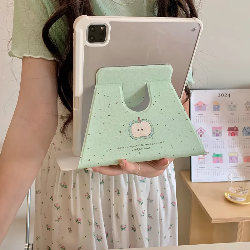 SHANGHUI Green Apple Bowknot Suitable For IPad Pro 2020/2021/2022 Full Screen Tablet Protective Cases-9