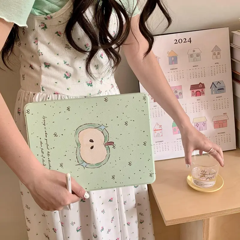 SHANGHUI Green Apple Bowknot Suitable For IPad Pro 2020/2021/2022 Full Screen Tablet Protective Cases-10