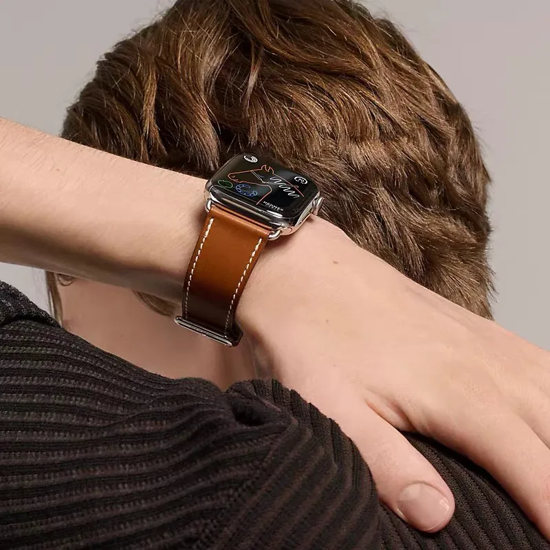 LEAPRUN Watch Band Apple Compatibility Leather Material-4