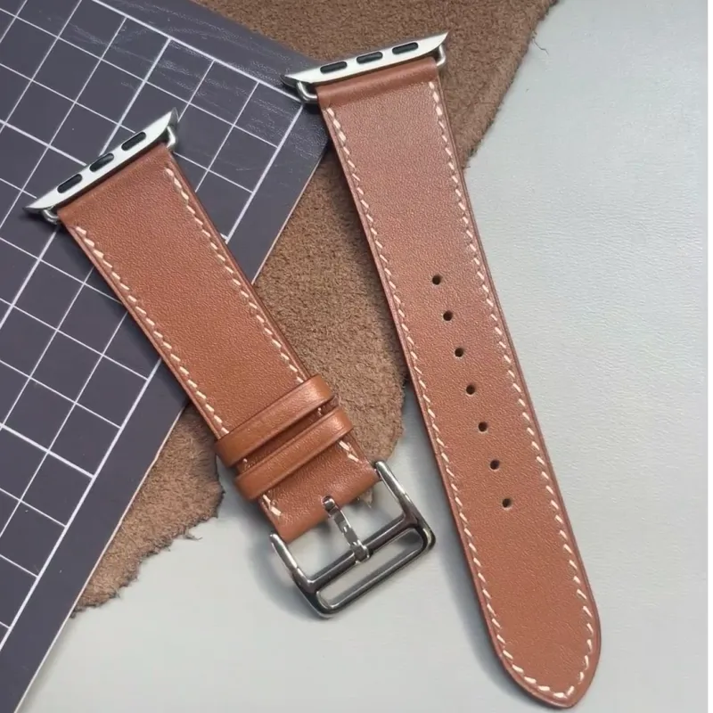 LEAPRUN Watch Band Apple Compatibility Leather Material-2