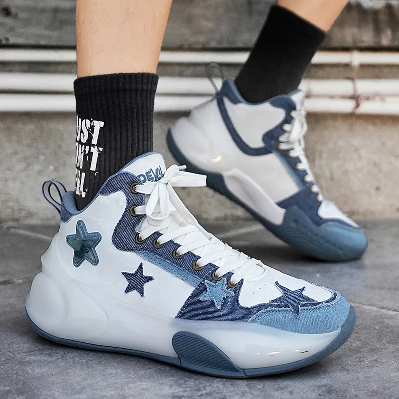 DEVIL AND ANGEL Anti Slip Wear Resistant Low Top Vintage Basketball Shoes Unisex Blue Enchantress-1